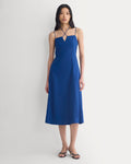 Tie-Neck Dress in Stretch Linen