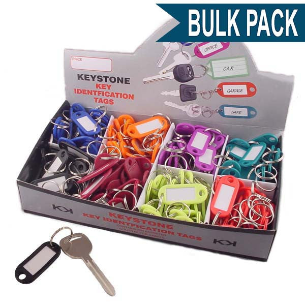 Key Identifier Tag Plastic Keytag with Key Ring - Bulk Pack Assorted