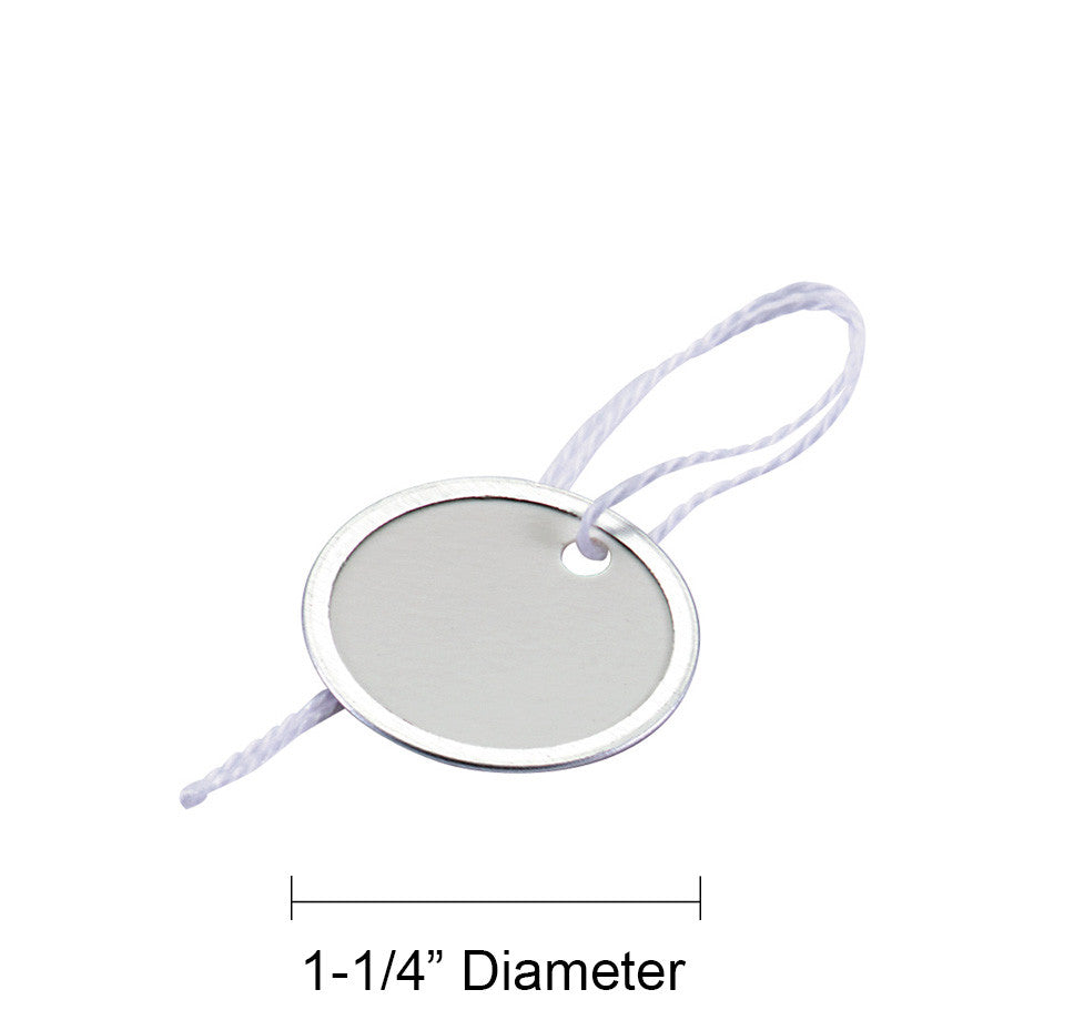 1-1/4 Inch Round Metal Rim Paper Key Tag with String BULK PACK of 100
