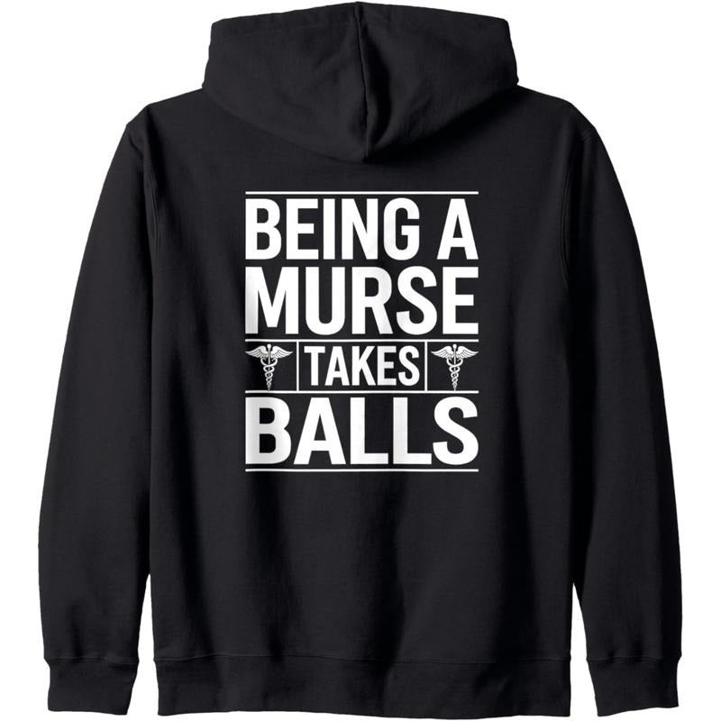 Men's nursing humor, male nurses, professional pride with a playful tone Graphic Hoodie/Graphic T-Shirt - Regular Fit | Soft & Breathable Fabric, Durable Print, Everyday Comfort, Machine Washable, humorous and bold typography with medical symbols casual