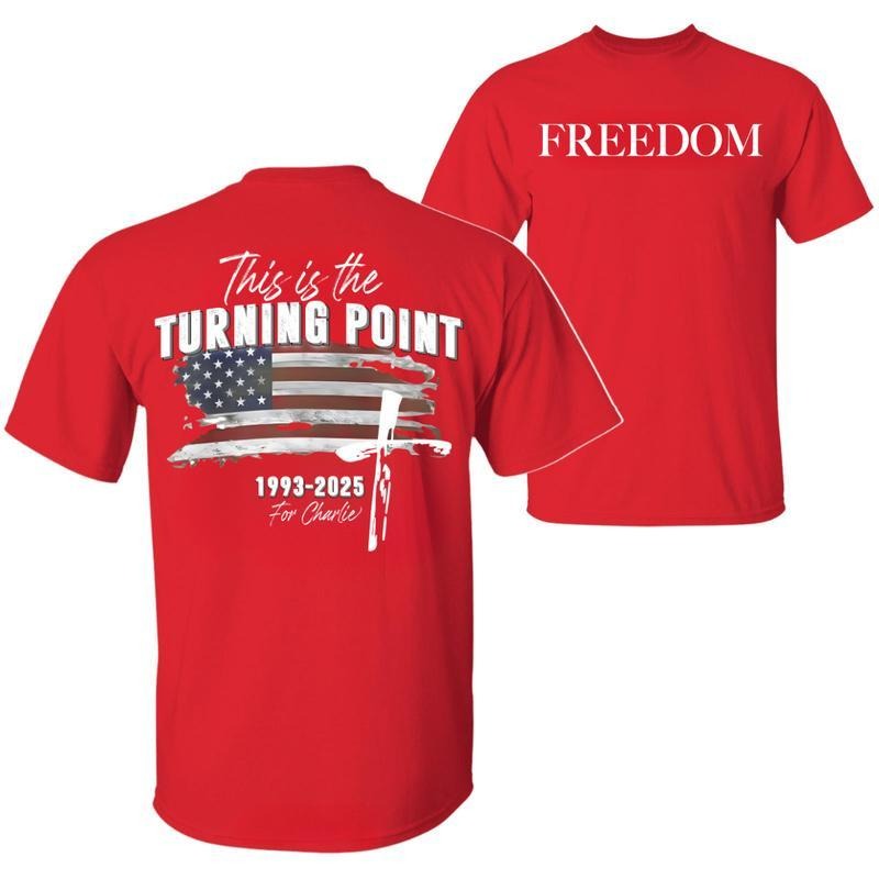 October 14th Red T-Shirt, This Is The Turning Point 1993-2025 For Charlie Shirt, Freedom Shirt, Christian Cross, Flag USA Tee