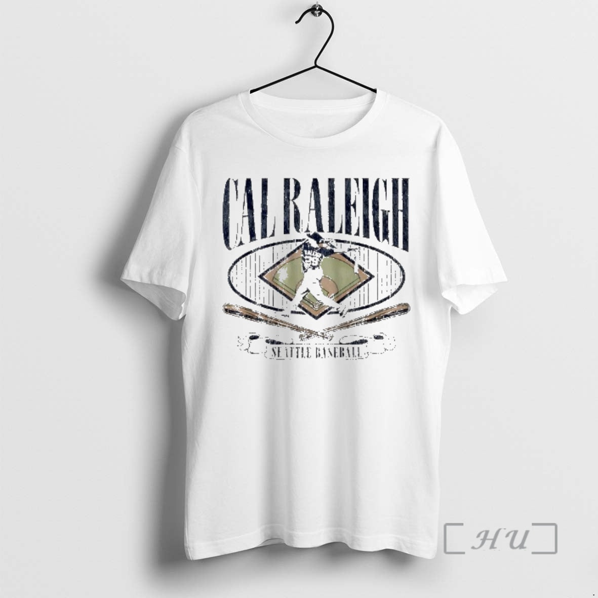 Officials Cal Raleigh Seattle Baseball Field Crossed Bats Banner Unisex T-shirt, Sweatshirt, Hoodie, Long Sleeve Tee