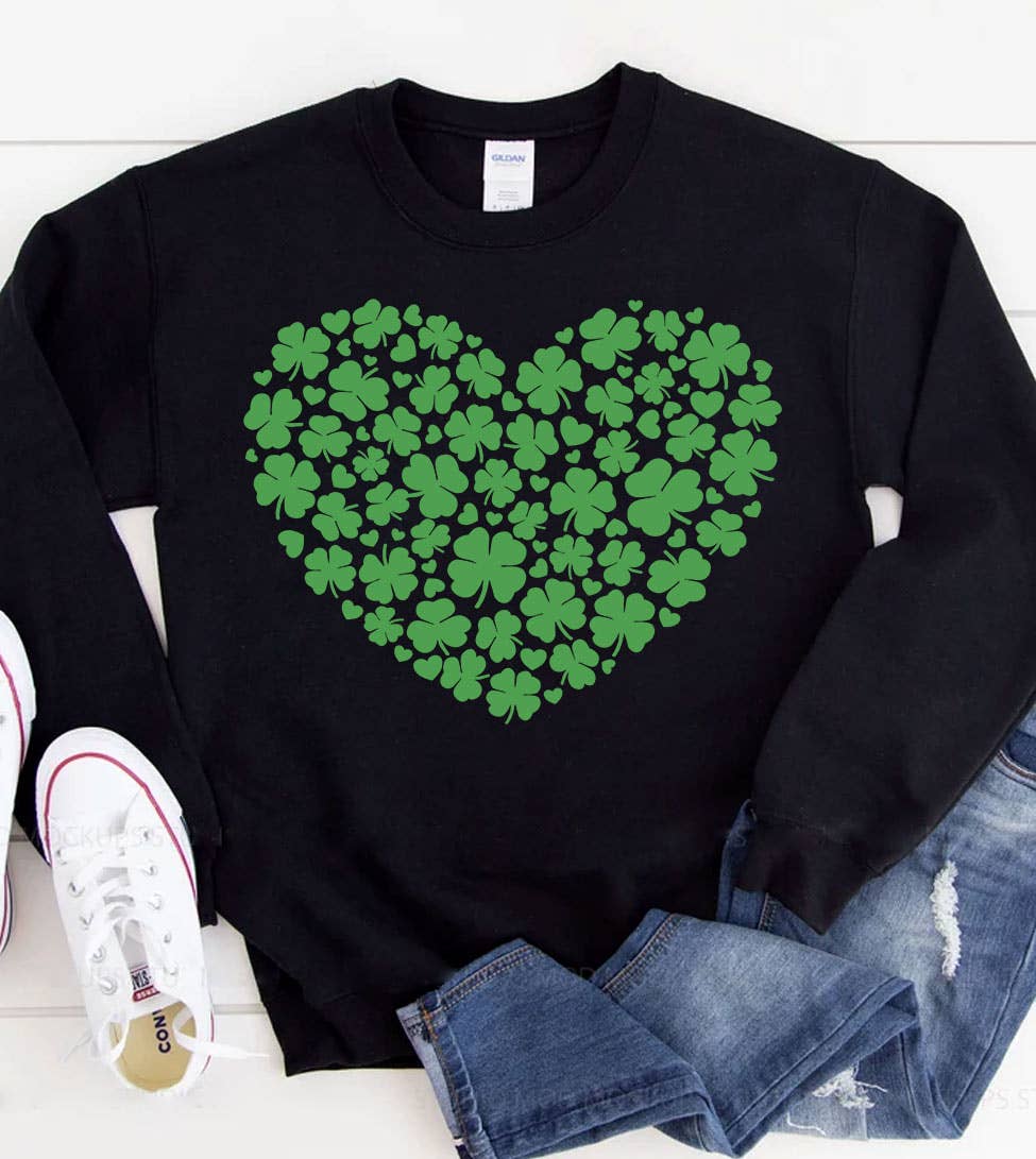 Shamrock Heart - St. Patrick's Day Cute Fun Sweet Sweatshirt