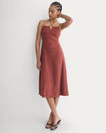 Tie-Neck Dress in Stretch Linen