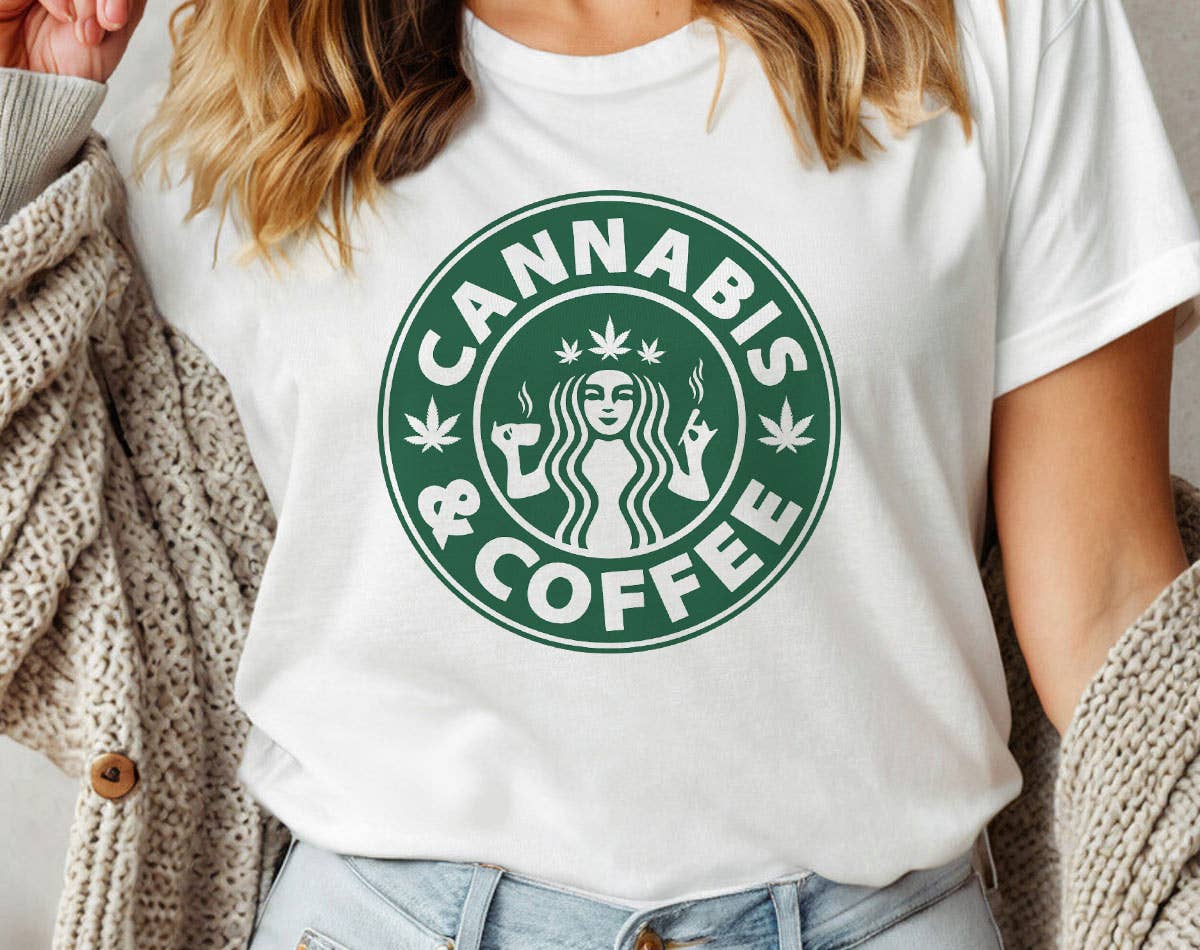Cannabis and Coffee - Funny Weed Parody Graphic Shirt
